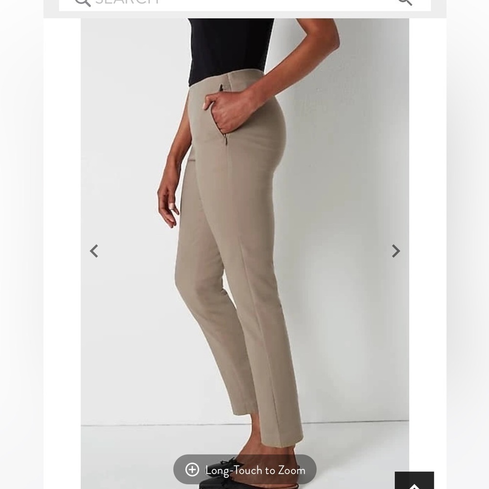 NWT J. Jill Pant Trouser Cotton Stretch Neutral Sesame Tan Stretch Pull On Zippe - Picture 2 of 12